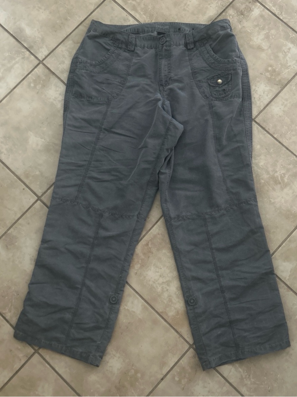 Y2K Lane Bryant Gray Low Rise Utility Lightweight Cargo Capri Pants